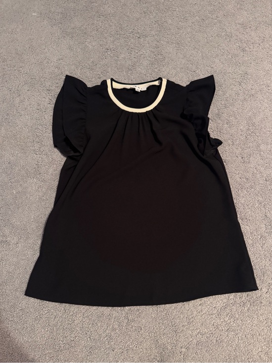 THML Tops - Black Ruffle Sleeve Blouse